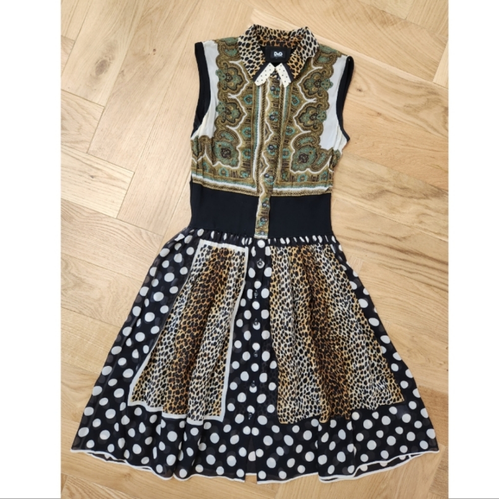 D&G Mixed Pattern Silk Dress